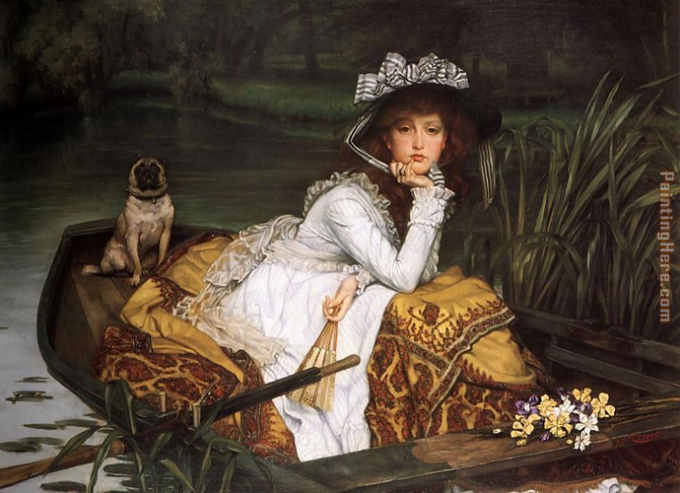 Young Lady in a Boat painting - James Jacques Joseph Tissot Young Lady in a Boat art painting